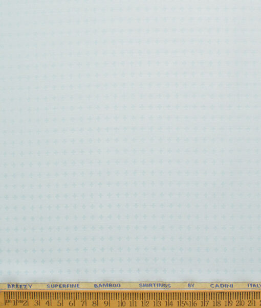 Cadini Men's Bamboo Micro Self Design  Unstitched Shirting Fabric (Mint Green)