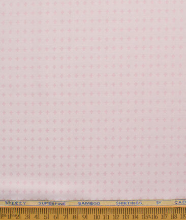 Cadini Men's Bamboo Micro Self Design  Unstitched Shirting Fabric (Pink)