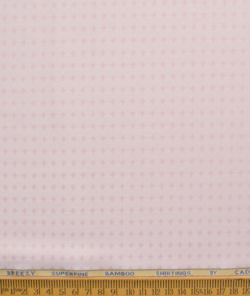 Cadini Men's Bamboo Micro Self Design  Unstitched Shirting Fabric (Pink)