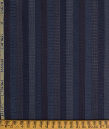 Cadini Men's Bamboo Micro Striped  Unstitched Shirting Fabric (Dark Blue)