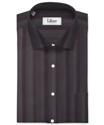 Cadini Men's Bamboo Micro Striped  Unstitched Shirting Fabric (Dark Brown)