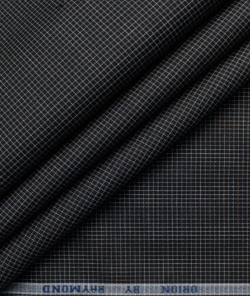 Raymond Men's Premium Cotton Checks  Unstitched Shirting Fabric (Black & White)