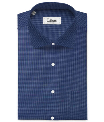 Raymond Men's Premium Cotton Checks  Unstitched Shirting Fabric (Dark Royal Blue & White)