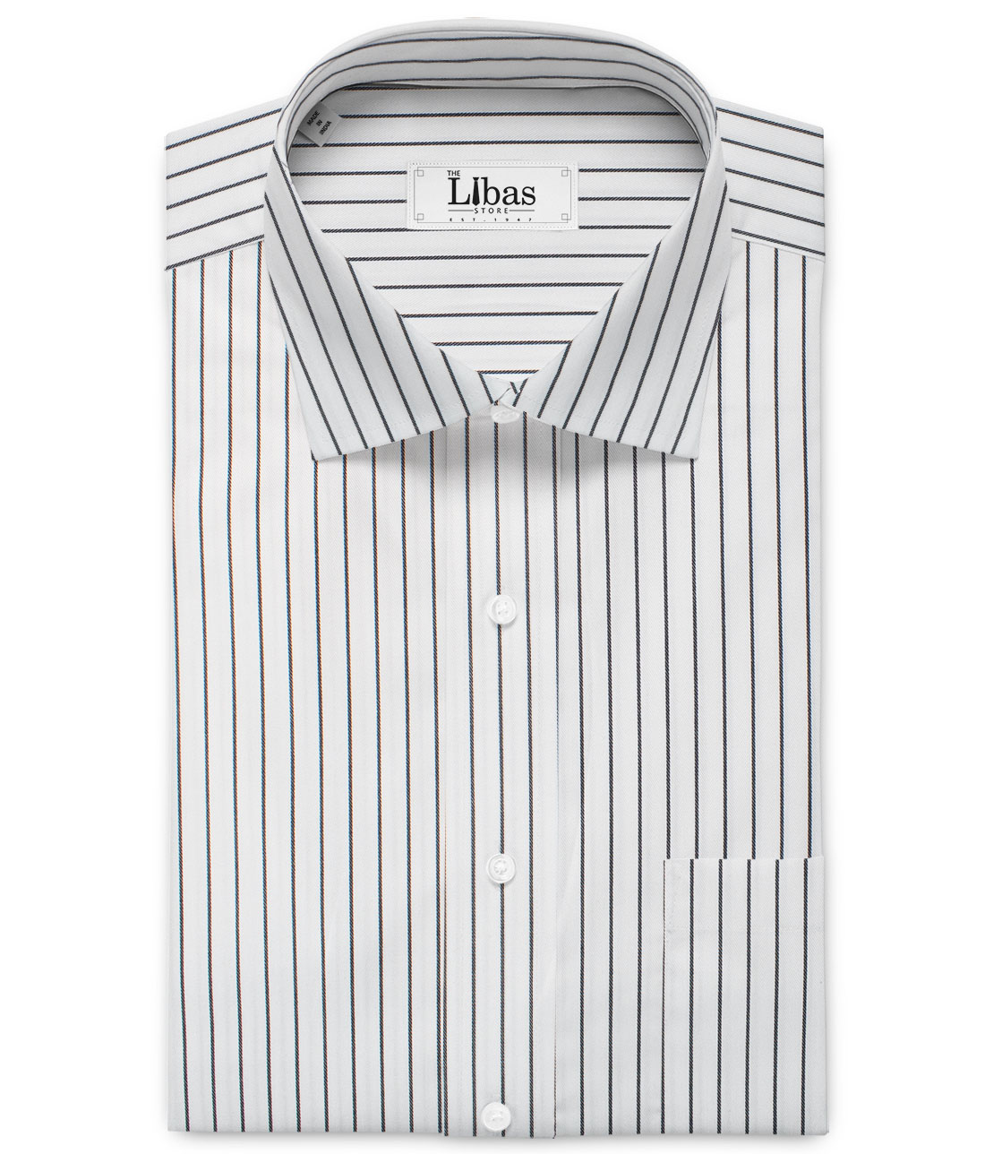 Raymond Men s Premium Cotton Striped Unstitched Shirting Fabric White Black The Libas Store
