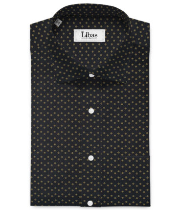 Raymond Men's Cotton Printed  Unstitched Shirting Fabric (Black & Beige)