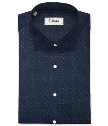 Raymond Men's Cotton Printed  Unstitched Shirting Fabric (Dark Royal Blue & White)