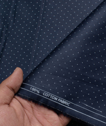 Raymond Men's Cotton Printed  Unstitched Shirting Fabric (Dark Royal Blue & White)