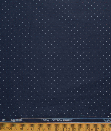 Raymond Men's Cotton Printed  Unstitched Shirting Fabric (Dark Royal Blue & White)