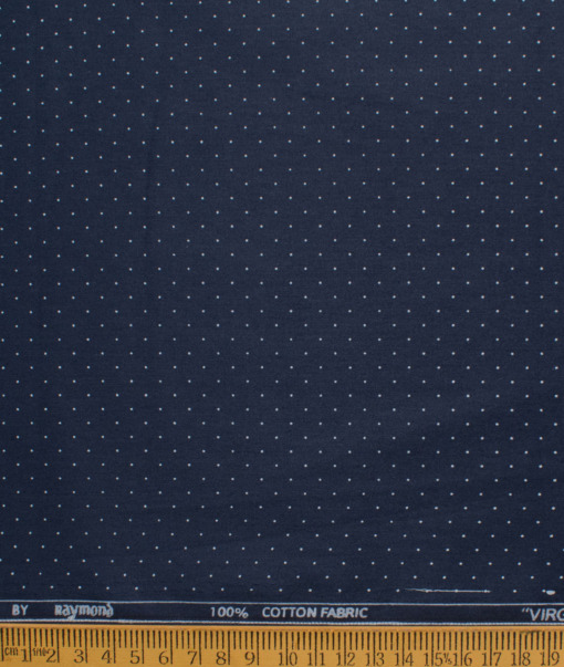 Raymond Men's Cotton Printed  Unstitched Shirting Fabric (Dark Royal Blue & White)