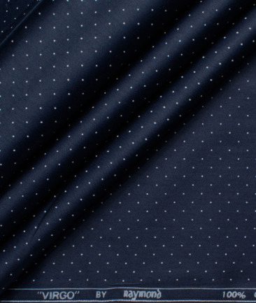 Raymond Men's Cotton Printed  Unstitched Shirting Fabric (Dark Royal Blue & White)
