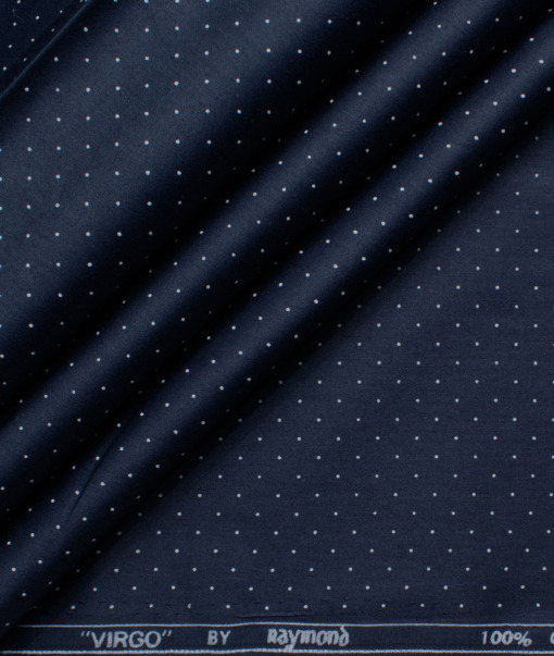 Raymond Men's Cotton Printed  Unstitched Shirting Fabric (Dark Royal Blue & White)