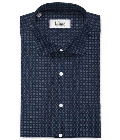 Raymond Men's Cotton Printed  Unstitched Shirting Fabric (Dark Royal Blue)