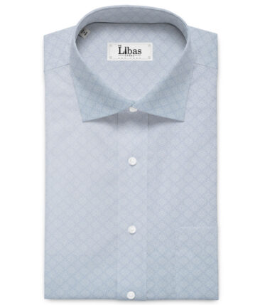 Raymond Men's Cotton Printed  Unstitched Shirting Fabric (Sky Blue & White)