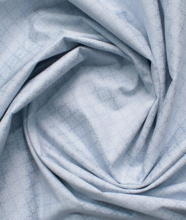 Raymond Men's Cotton Printed  Unstitched Shirting Fabric (Sky Blue & White)