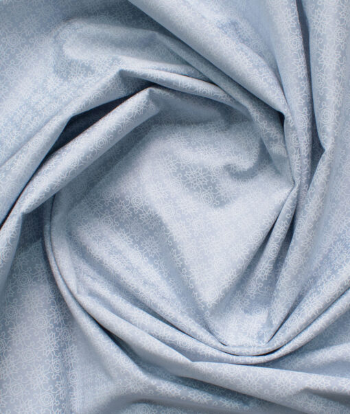 Raymond Men's Cotton Printed  Unstitched Shirting Fabric (Sky Blue & White)
