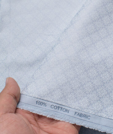 Raymond Men's Cotton Printed  Unstitched Shirting Fabric (Sky Blue & White)