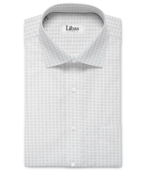 Raymond Men's Cotton Printed  Unstitched Shirting Fabric (White & Black)