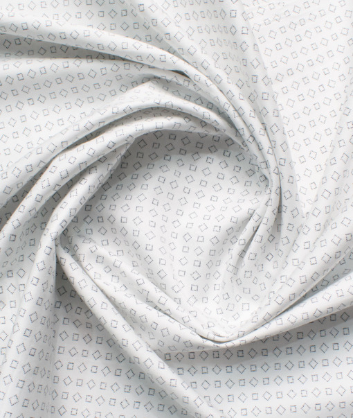 Raymond Men's Cotton Printed  Unstitched Shirting Fabric (White & Black)