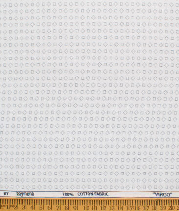 Raymond Men's Cotton Printed  Unstitched Shirting Fabric (White & Black)