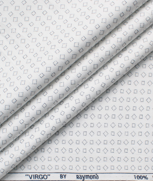 Raymond Men's Cotton Printed  Unstitched Shirting Fabric (White & Black)