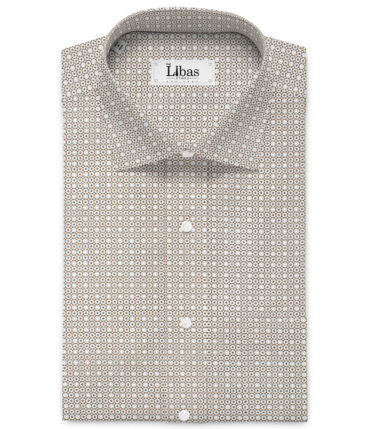 Raymond Men's Cotton Printed  Unstitched Shirting Fabric (White & Brown)