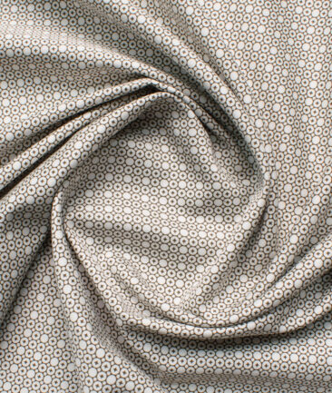 Raymond Men's Cotton Printed  Unstitched Shirting Fabric (White & Brown)