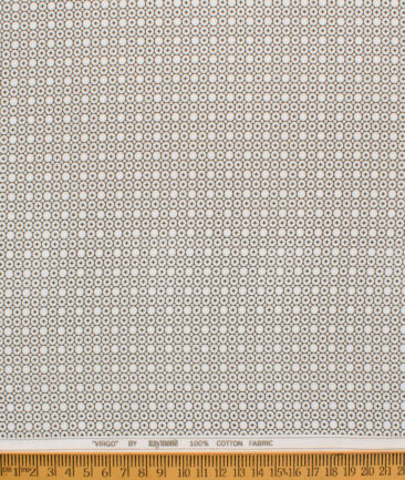 Raymond Men's Cotton Printed  Unstitched Shirting Fabric (White & Brown)