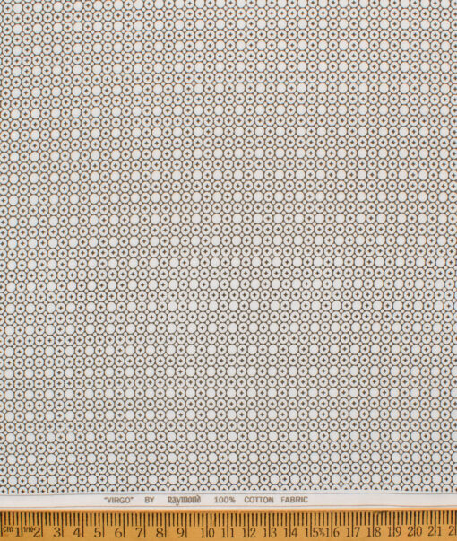 Raymond Men's Cotton Printed  Unstitched Shirting Fabric (White & Brown)