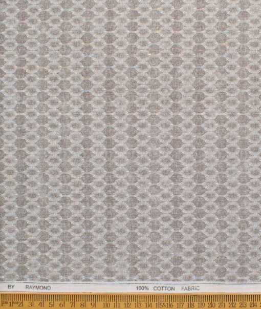 Raymond Men's Cotton Printed  Unstitched Shirting Fabric (White & Brown)