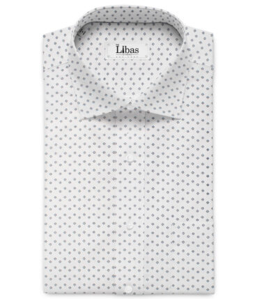 Raymond Men's Cotton Printed  Unstitched Shirting Fabric (White & Dark Blue)