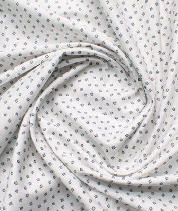 Raymond Men's Cotton Printed  Unstitched Shirting Fabric (White & Dark Blue)