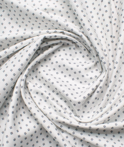 Raymond Men's Cotton Printed  Unstitched Shirting Fabric (White & Dark Blue)