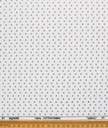 Raymond Men's Cotton Printed  Unstitched Shirting Fabric (White & Dark Blue)