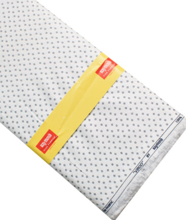 Raymond Men's Cotton Printed  Unstitched Shirting Fabric (White & Dark Blue)