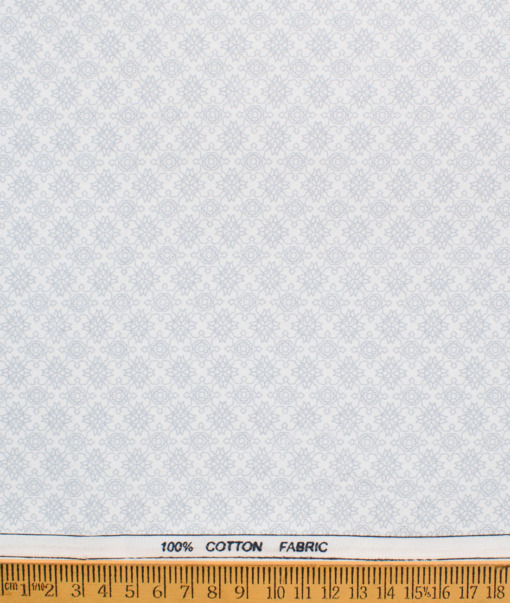 Raymond Men's Cotton Printed  Unstitched Shirting Fabric (White & Grey)