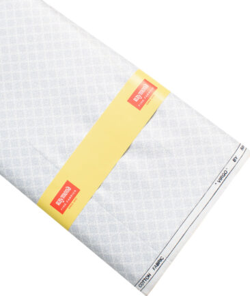 Raymond Men's Cotton Printed  Unstitched Shirting Fabric (White & Grey)