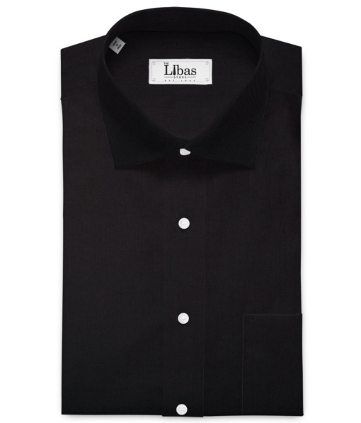 Raymond Men's Cotton Solids  Unstitched Shirting Fabric (Jet Black)