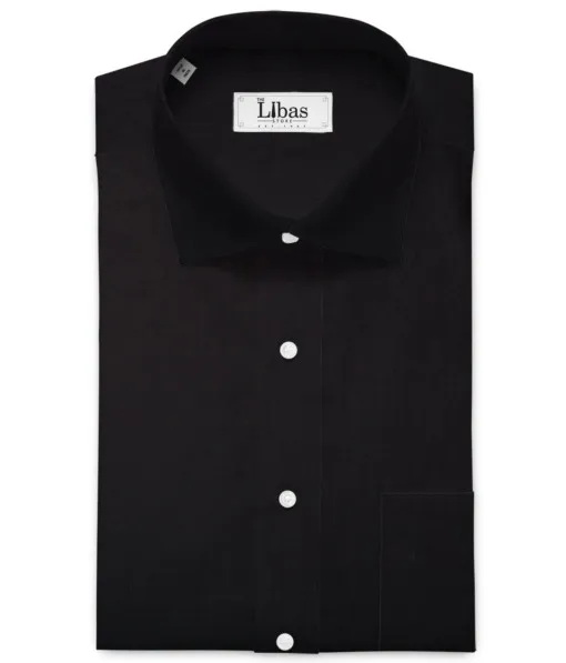 Raymond Men's Cotton Solids  Unstitched Shirting Fabric (Jet Black)