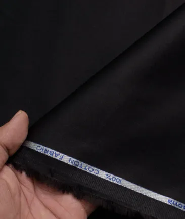 Raymond Men's Cotton Solids  Unstitched Shirting Fabric (Jet Black)