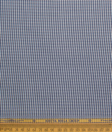 Soktas Men's Giza Cotton Structured  Unstitched Shirting Fabric (White & Royal Blue)