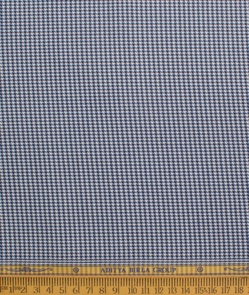 Soktas Men's Giza Cotton Structured  Unstitched Shirting Fabric (White & Royal Blue)