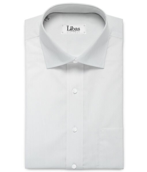 Soktas Men's 80's Giza Cotton Striped  Unstitched Shirting Fabric (White)