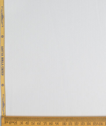 Soktas Men's 80's Giza Cotton Striped  Unstitched Shirting Fabric (White)