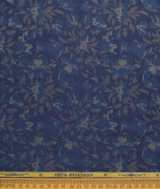 Soktas Men's 80's Giza Cotton Self Design  Unstitched Shirting Fabric (Dark Royal Blue)