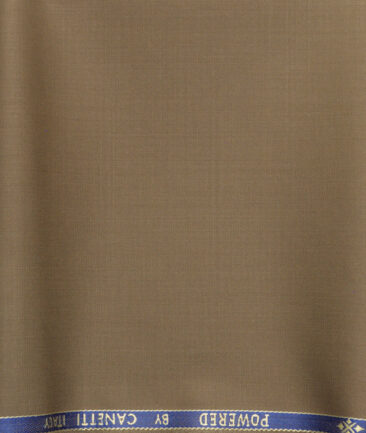 Canetti Men's 50% Wool Super 120's Striped  Unstitched Trouser Fabric (Brown)