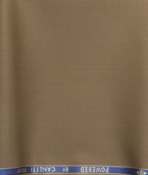 Canetti Men's 50% Wool Super 120's Striped  Unstitched Trouser Fabric (Brown)