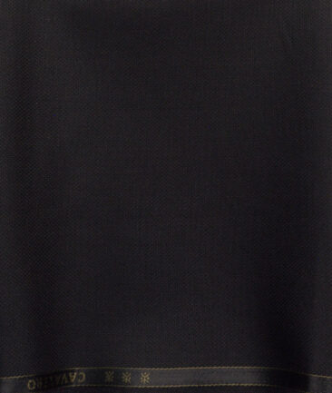 Cavalero Men's 50% Wool Super 120's Structured  Unstitched Trouser Fabric (Black)