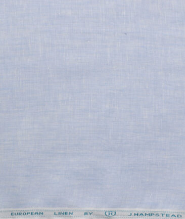J.Hampstead Men's 100% Linen 70 LEA Solids  Unstitched Shirt Fabric (Sky Blue) - Image 2