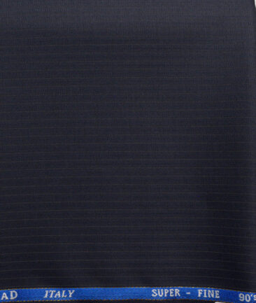 J.Hampstead Men's 30% Wool Super 90's Striped  Unstitched Trouser Fabric (Dark Blue) - Image 2