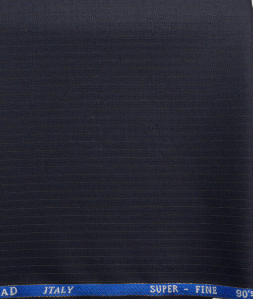 J.Hampstead Men's 30% Wool Super 90's Striped  Unstitched Trouser Fabric (Dark Blue) - Image 2
